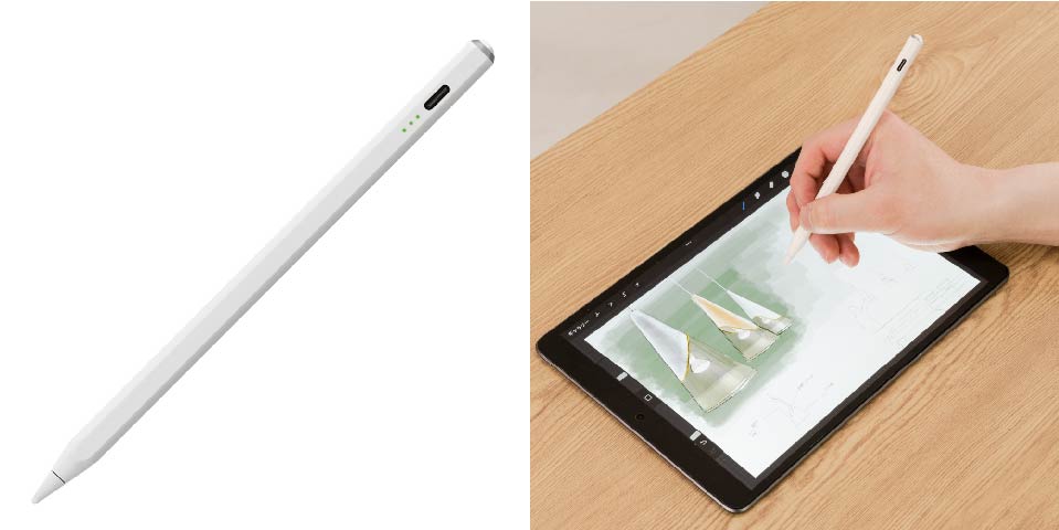 傾き検知機能で線の太さが変えられる 「iPad専用充電式タッチペン