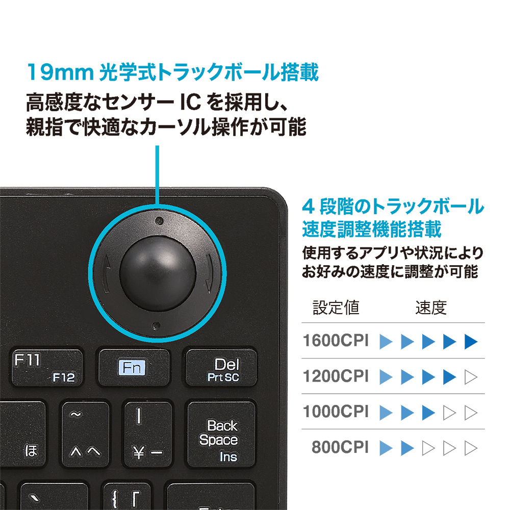 無線トラックボールキーボード ブラック | 無線 | キーボード<BR