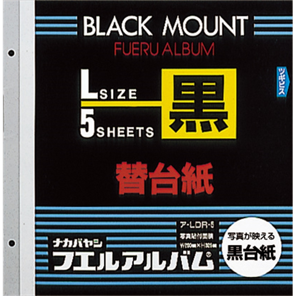 替台紙 ビス式 2穴 L フリー台紙（黒） 10枚 | アルバム用補充台紙