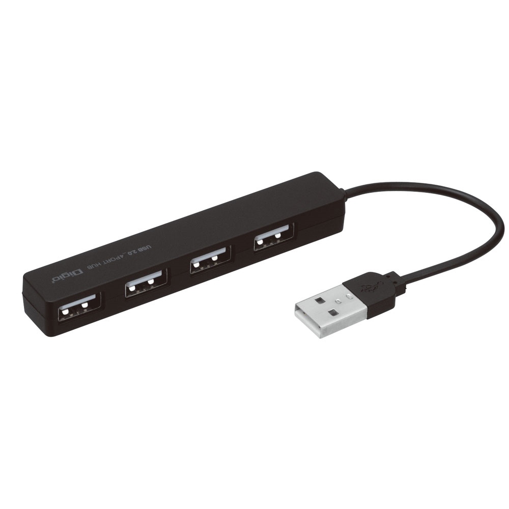 4ポートUSB2.0 ハブ ブラック | USB2.0 Type-A接続 | USBハブ