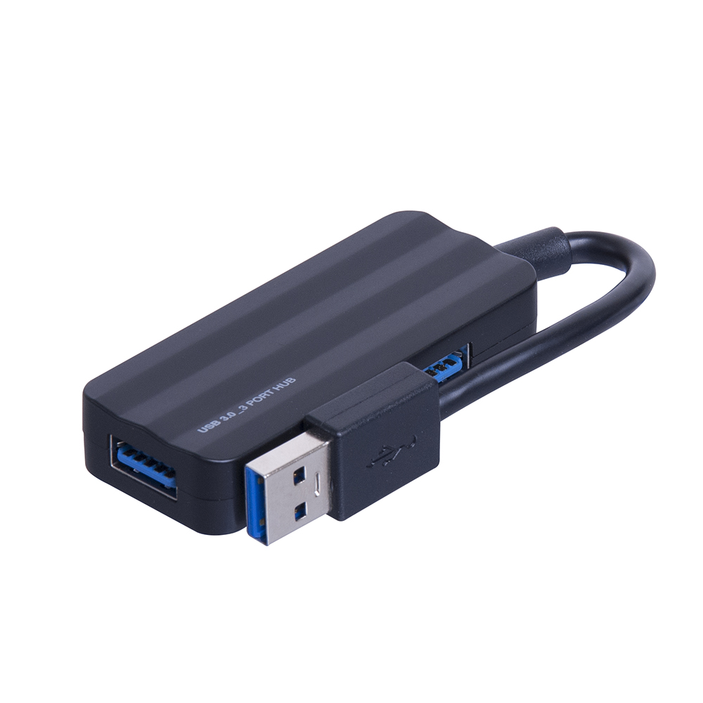 3ポートUSB3.0 ハブブラック   USB3.0 Type A接続   USBハブ