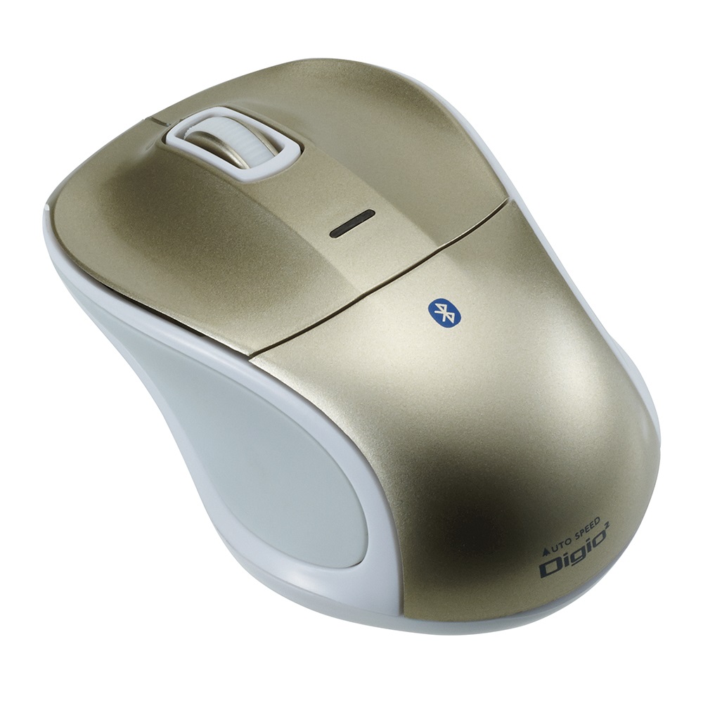 小型Bluetooth 静音3ボタンBlueLEDマウス ゴールド