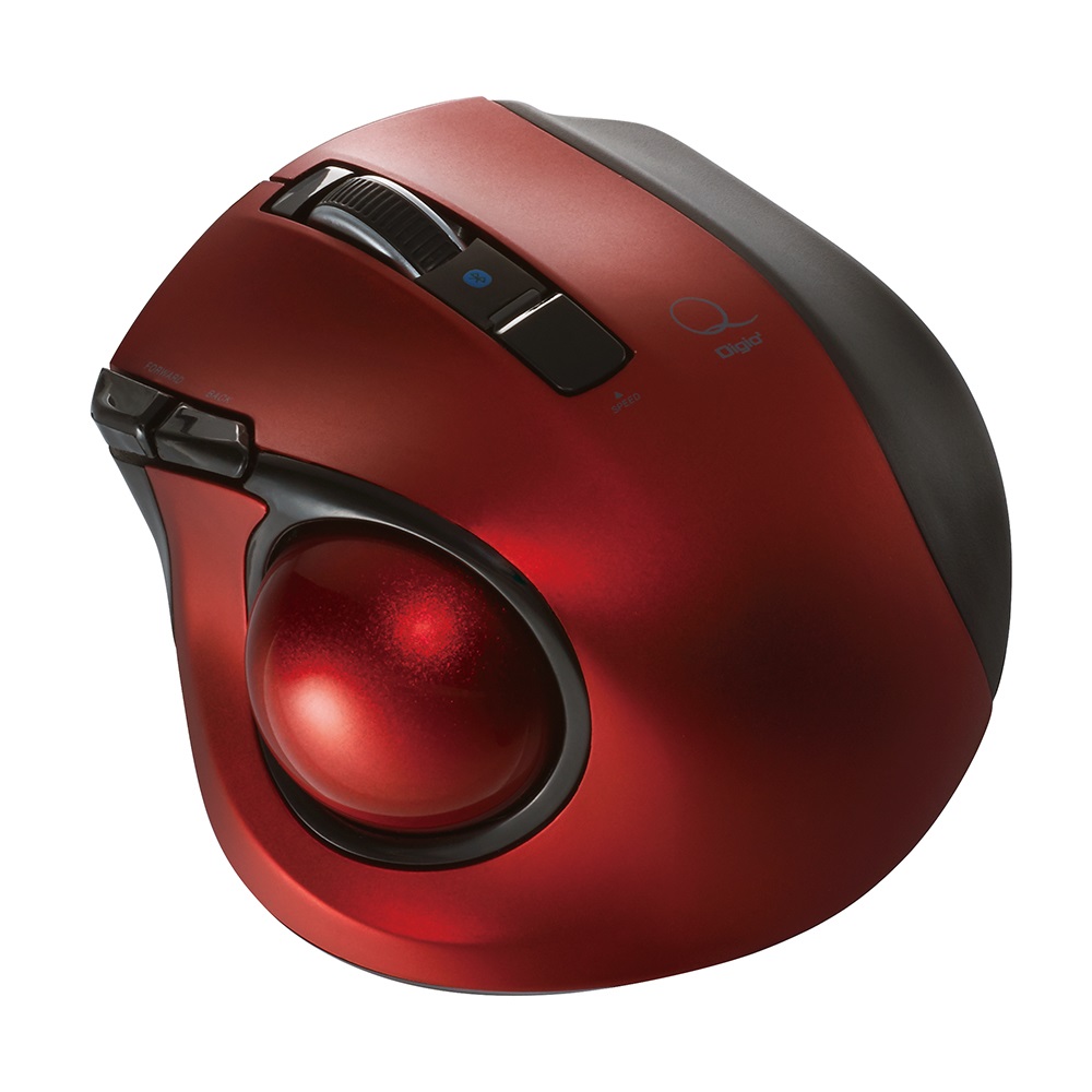 小型Bluetooth 静音5ボタントラックボール レッド