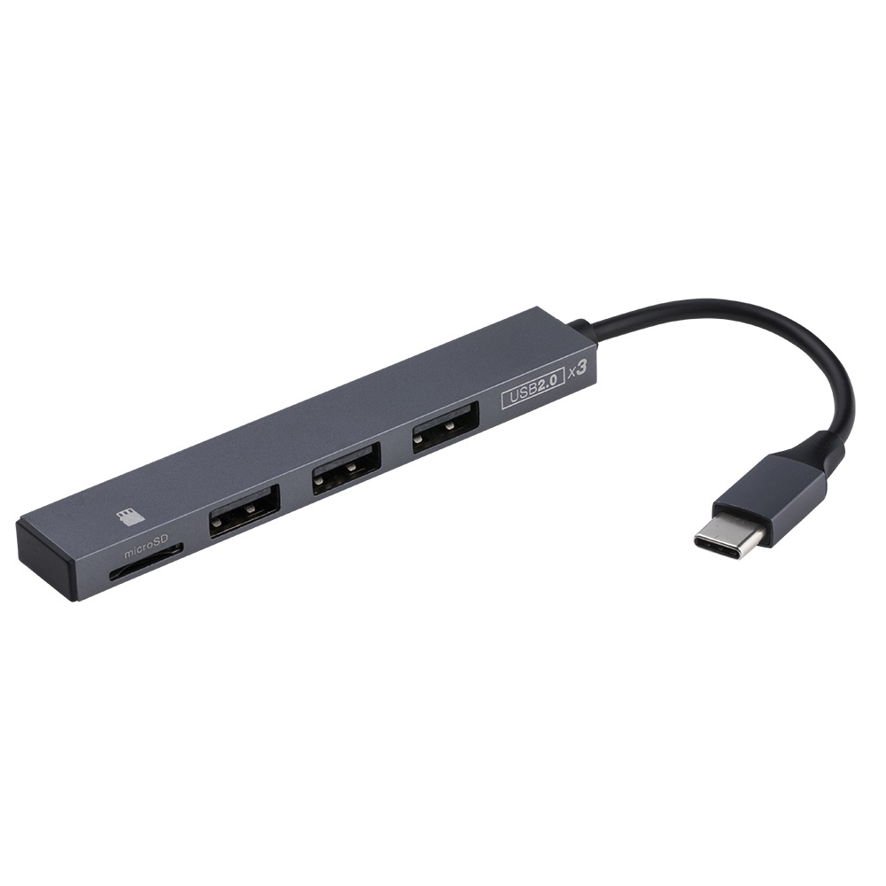 COM-CMSD033GY アルミ極薄USBハブ【STIX】 USB2.0 Type-C 