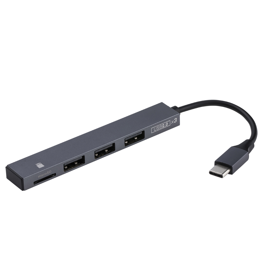 アルミ極薄USBハブ【STIX】シリーズ USB2.0 Type-C 3ポート変換 