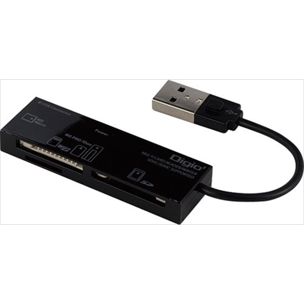 USB2.0マルチカードリーダー ブラック | USB2.0 Type-A接続 | カード 