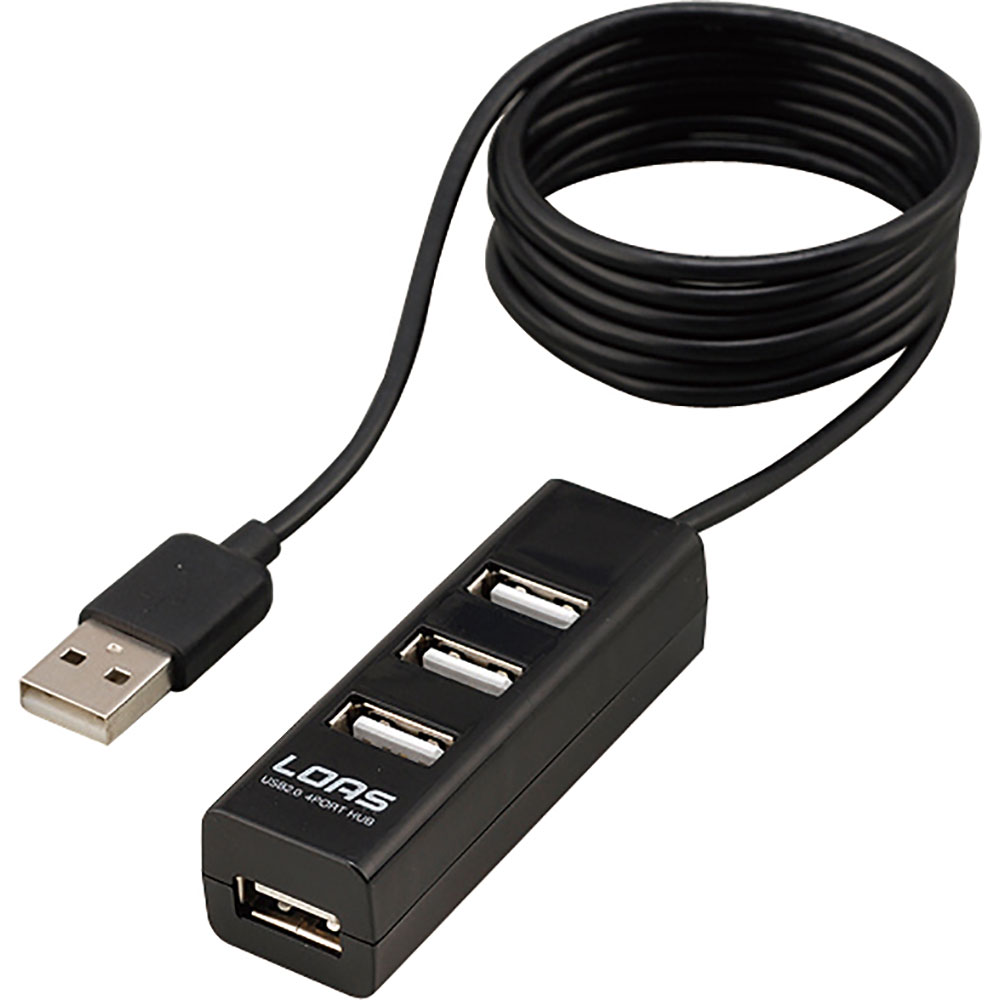 4ポートUSB2.0 ハブ ブラック USB2.0 Type-A接続 USBハブ パソコン周辺機器 製品紹介  ナカバヤシ株式会社：アルバム・製本・シュレッダー・情報整理の総合サポーター